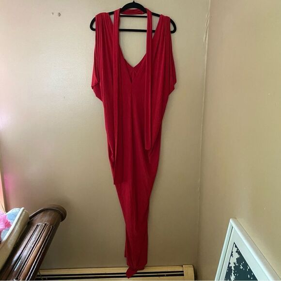 MISA Los Angeles Xenia Dress red jersey draped tie maxi Revolve $330 Sz S - Picture 11 of 11